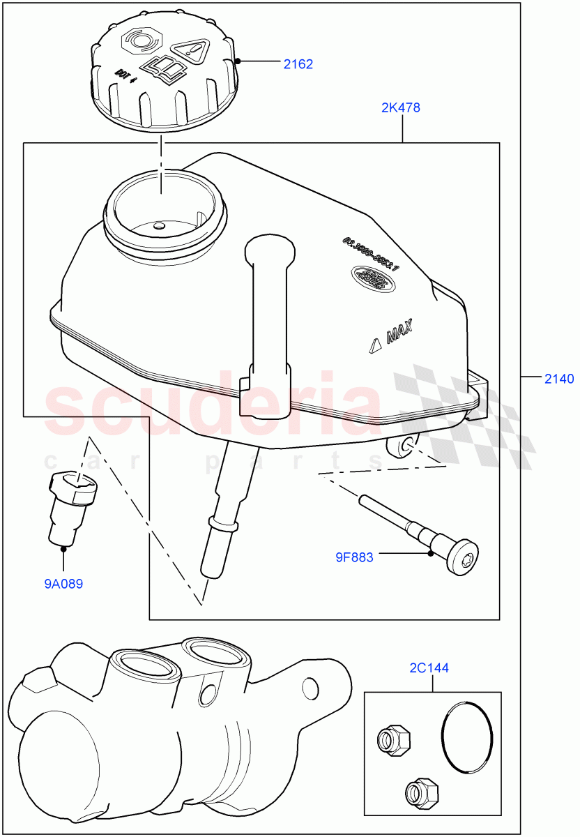 Master Cylinder - Brake System(Halewood (UK))((V)TOKH999999) of Land Rover Land Rover Discovery Sport (2015+) [1.5 I3 Turbo Petrol AJ20P3]