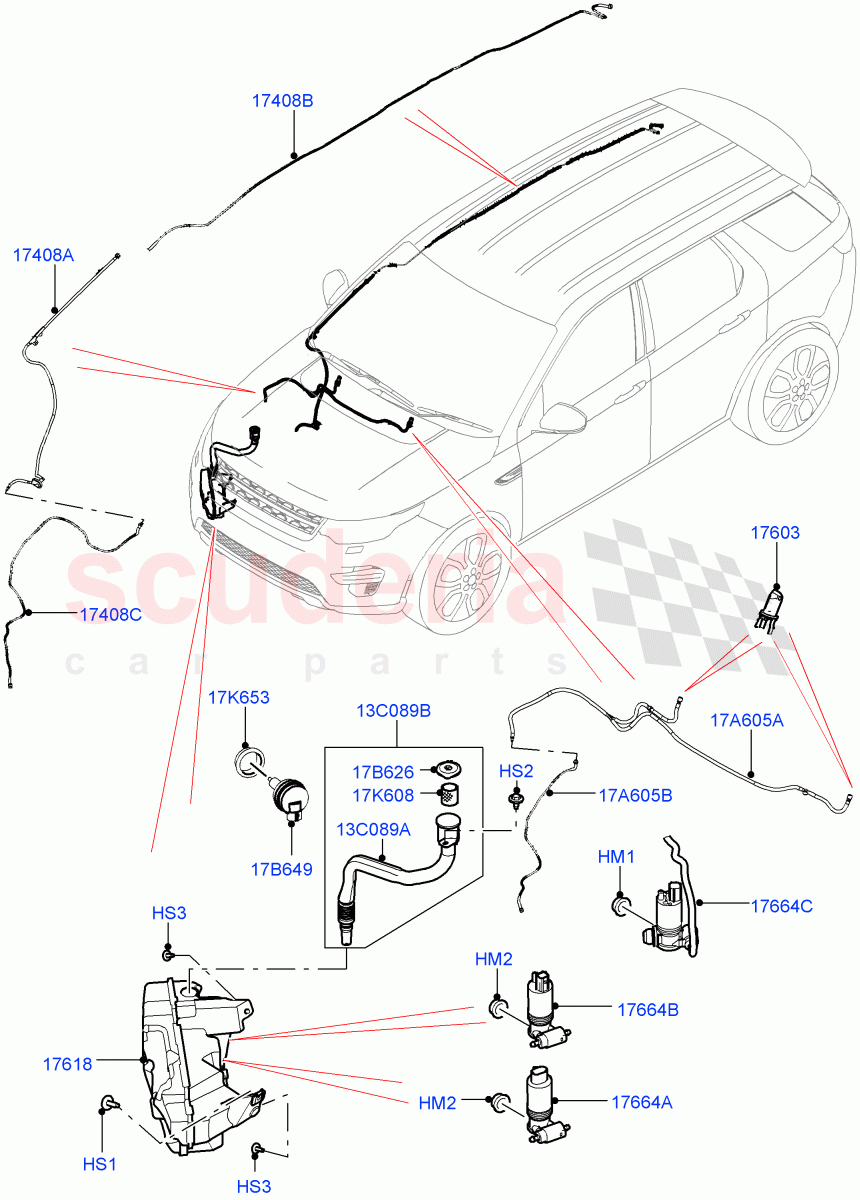 Windscreen Washer(Halewood (UK))((V)TOKH999999) of Land Rover Land Rover Discovery Sport (2015+) [1.5 I3 Turbo Petrol AJ20P3]