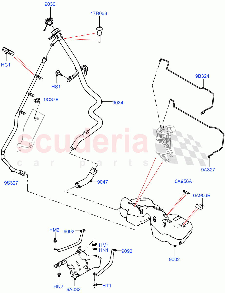 Fuel Tank & Related Parts (2.0L AJ21D4 Diesel Mid) ((V) FROMMA000001) of Land Rover Land Rover Range Rover Velar (2017+) [2.0 Turbo Diesel AJ21D4]
