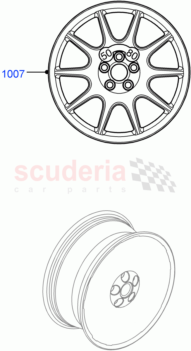 Spare Wheel (Nitra Plant Build) (With Mini Alloy Spare Wheel, With Mini Aluminium Spare Wheel) ((V) FROMK2000001) of Land Rover Land Rover Discovery 5 (2017+) [2.0 Turbo Diesel]