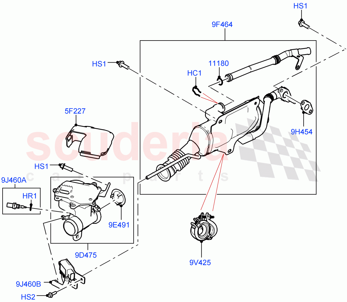 Exhaust Gas Recirculation (RH Side) (3.0L AJ20D6 Diesel High) ((V) FROMLA000001) of Land Rover Land Rover Range Rover Velar (2017+) [3.0 I6 Turbo Diesel AJ20D6]