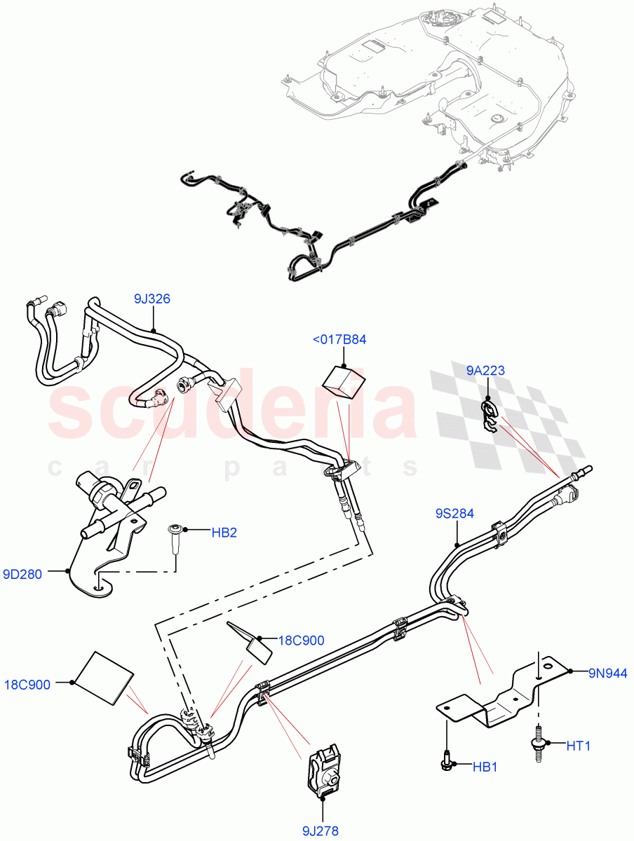 Fuel Lines (Solihull Plant Build, Front) (2.0L I4 High DOHC AJ200 Petrol) ((V) FROMJA000001) of Land Rover Land Rover Discovery 5 (2017+) [2.0 Turbo Petrol AJ200P]