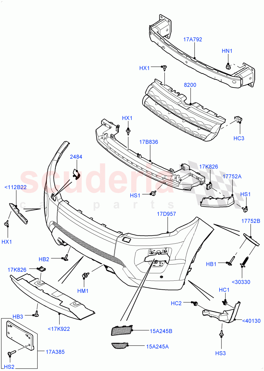 Radiator Grille And Front Bumper (Changsu (China), Sport/Dynamic) ((V) FROMEG000001, (V) TOGG134737) of Land Rover Land Rover Range Rover Evoque (2012-2018) [2.2 Single Turbo Diesel]