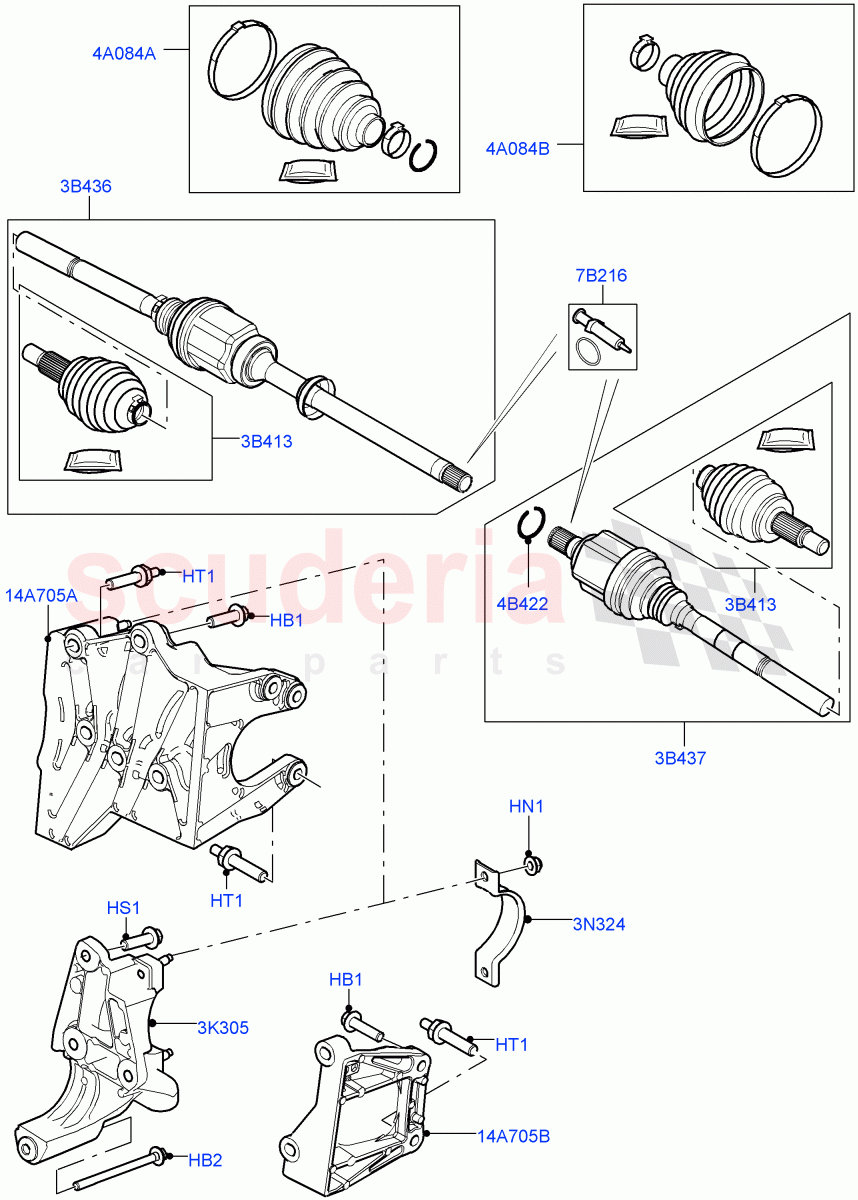 Drive Shaft - Front Axle Drive(Halewood (UK))((V)TOKH999999) of Land Rover Land Rover Discovery Sport (2015+) [1.5 I3 Turbo Petrol AJ20P3]