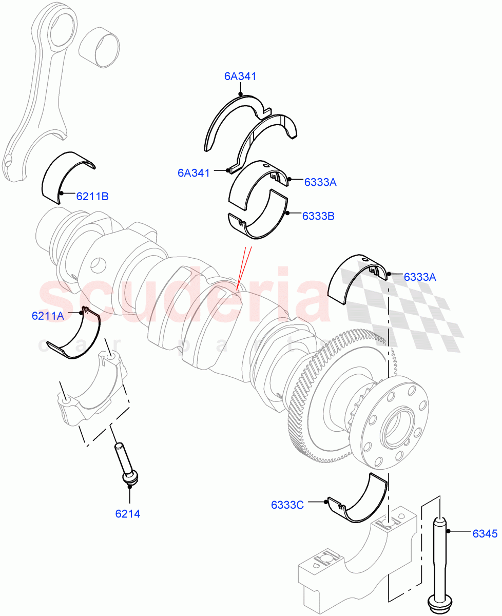 Crankshaft/Pistons And Bearings (2.0L AJ20P4 Petrol High PTA, Itatiaia (Brazil), 2.0L AJ20P4 Petrol E100 PTA, 2.0L AJ20P4 Petrol Mid PTA) of Land Rover Land Rover Range Rover Evoque (2019+) [2.0 Turbo Petrol AJ200P]