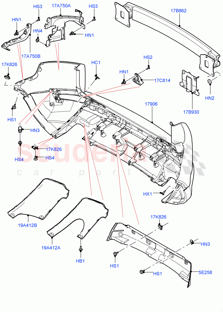 Rear Bumper(Halewood (UK),Non Sport/Dynamic) of Land Rover Land Rover Range Rover Evoque (2012-2018) [2.0 Turbo Petrol AJ200P]