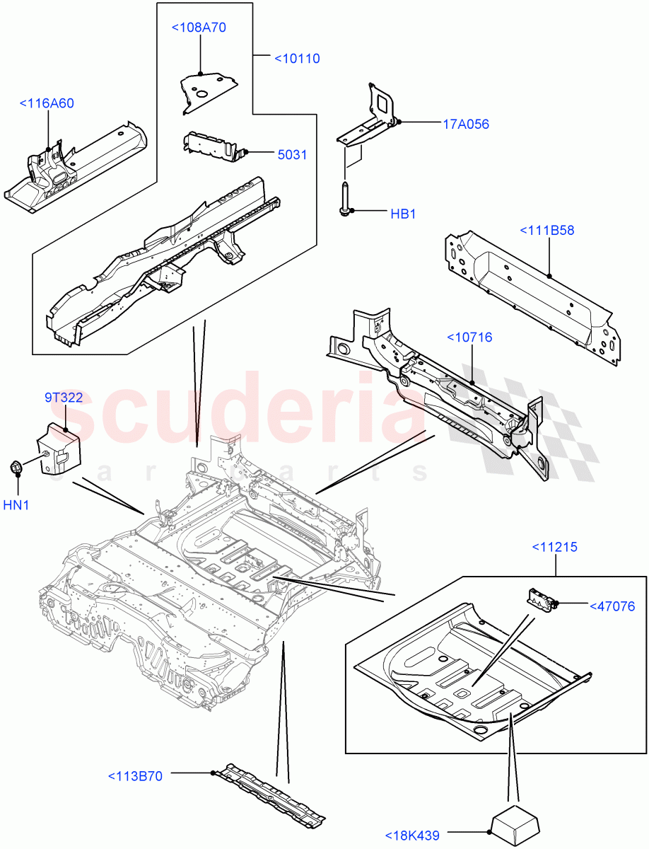 Floor Pan - Centre And Rear (3 Door, Halewood (UK), 5 Door) of Land Rover Land Rover Range Rover Evoque (2012-2018) [2.2 Single Turbo Diesel]
