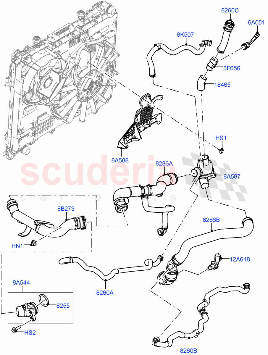Thermostat/Housing & Related Parts (Nitra Plant Build) (3.0 V6 D Gen2 Mono Turbo, Immersion Heater - 700W / 110V, Active Tranmission Warming) ((V) FROMK2000001) of Land Rover Land Rover Discovery 5 (2017+) [3.0 Diesel 24V DOHC TC]