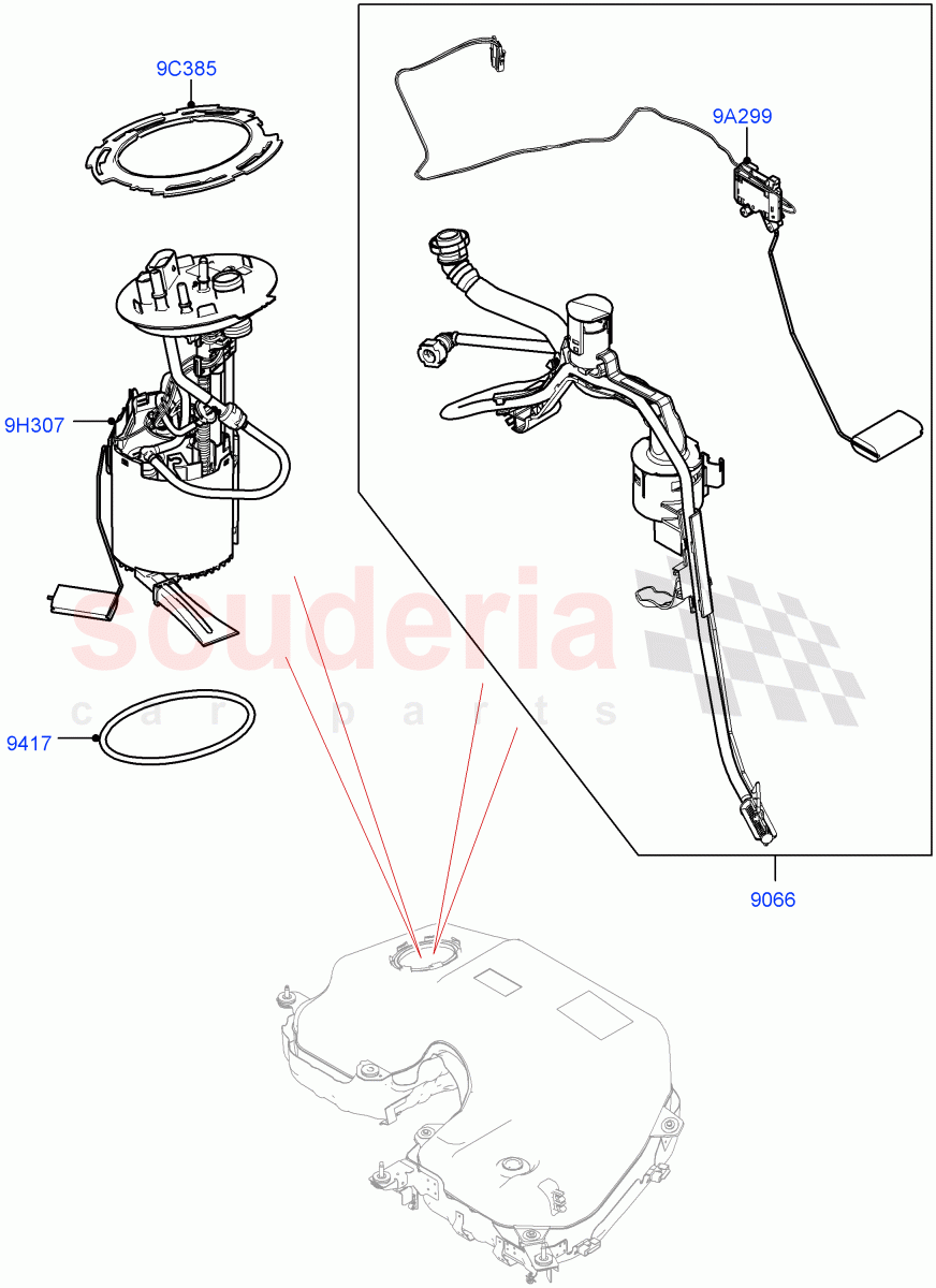 Fuel Pump And Sender Unit (4.4L DOHC DITC V8 Diesel) ((V) FROMHA000001) of Land Rover Land Rover Range Rover Sport (2014+) [4.4 DOHC Diesel V8 DITC]