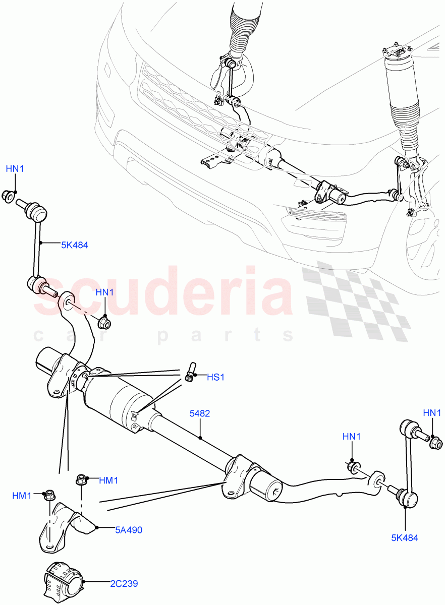 Front Cross Member & Stabilizer Bar (Active Stabilizer Bar) (With ACE Suspension) ((V) TOJA999999) of Land Rover Land Rover Range Rover Sport (2014+) [3.0 I6 Turbo Diesel AJ20D6]