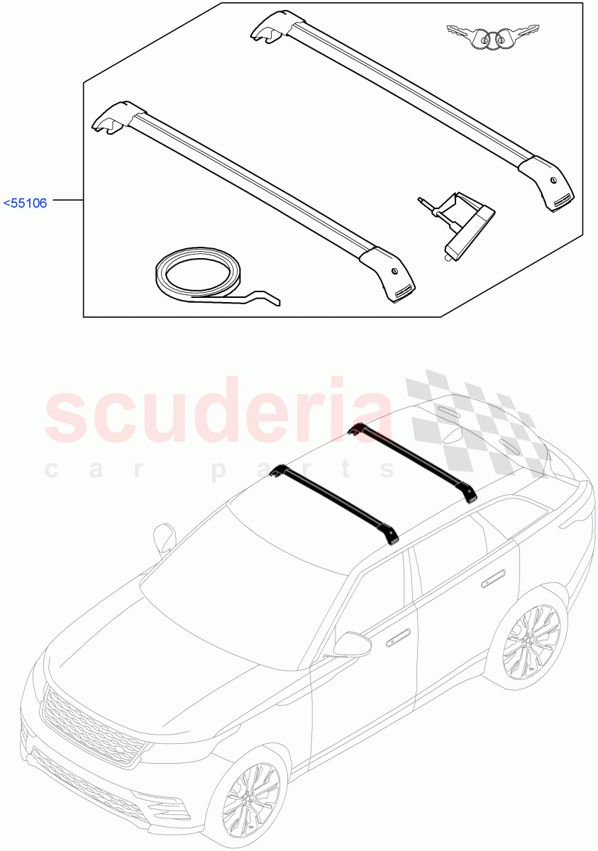 Roof Rails & Crossbars of Land Rover Land Rover Range Rover Velar (2017+) [3.0 I6 Turbo Diesel AJ20D6]