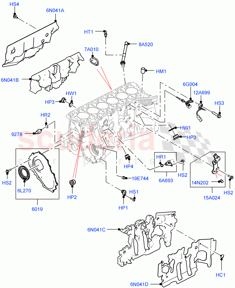 Cylinder Block And Plugs(3.0L AJ20P6 Petrol High)((V)FROMMA000001) of Land Rover Land Rover Range Rover Velar (2017+) [3.0 I6 Turbo Petrol AJ20P6]