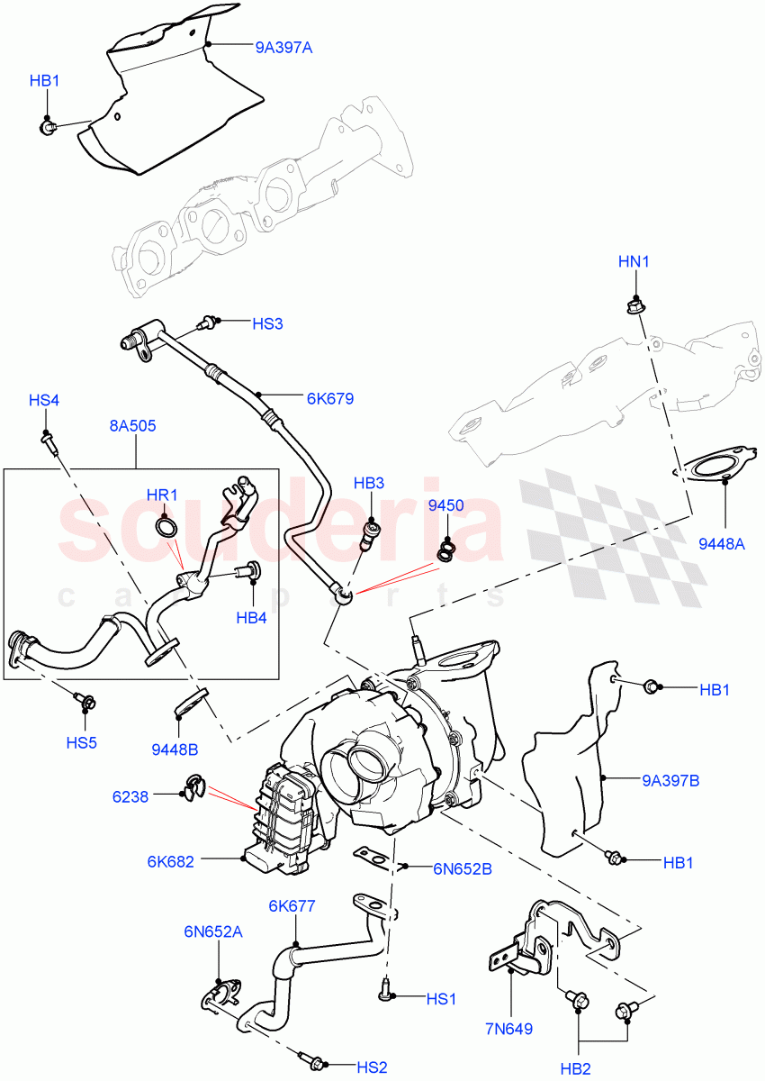 Turbocharger (Solihull Plant Build) (3.0 V6 D Gen2 Mono Turbo, 3.0 V6 D Low MT ROW) ((V) FROMFA000001) of Land Rover Land Rover Range Rover Sport (2014+) [3.0 Diesel 24V DOHC TC]