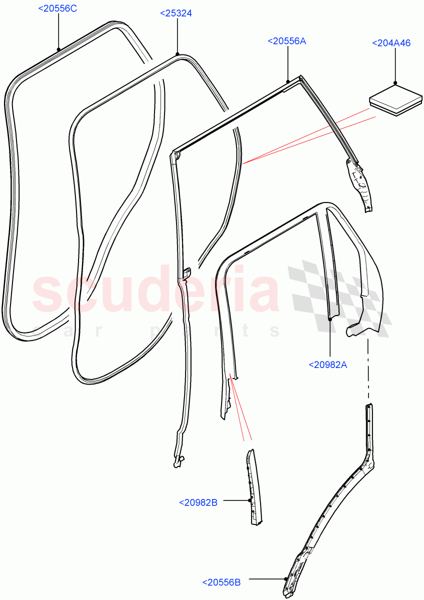 Rear Doors, Hinges & Weatherstrips(Finisher And Seals) of Land Rover Land Rover Range Rover (2012-2021) [4.4 DOHC Diesel V8 DITC]