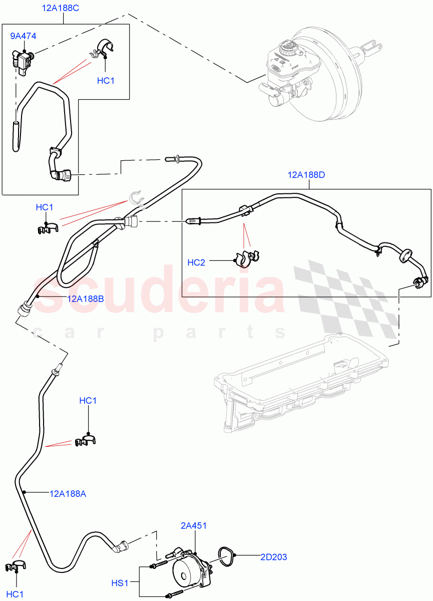 Vacuum Control And Air Injection (5.0 Petrol AJ133 DOHC CDA, RHD, 5.0L P AJ133 DOHC CDA S/C Enhanced) ((V) FROMJA000001) of Land Rover Land Rover Range Rover (2012-2021) [5.0 OHC SGDI SC V8 Petrol]