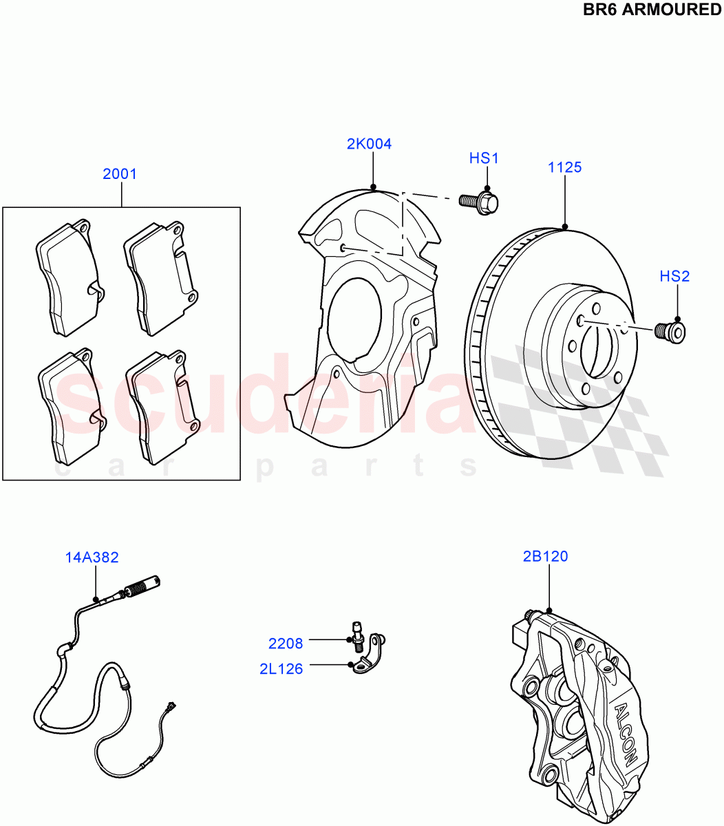 Front Brake Discs And Calipers(With B6 Level Armouring)((V)FROMAA000001) of Land Rover Land Rover Range Rover (2010-2012) [4.4 DOHC Diesel V8 DITC]