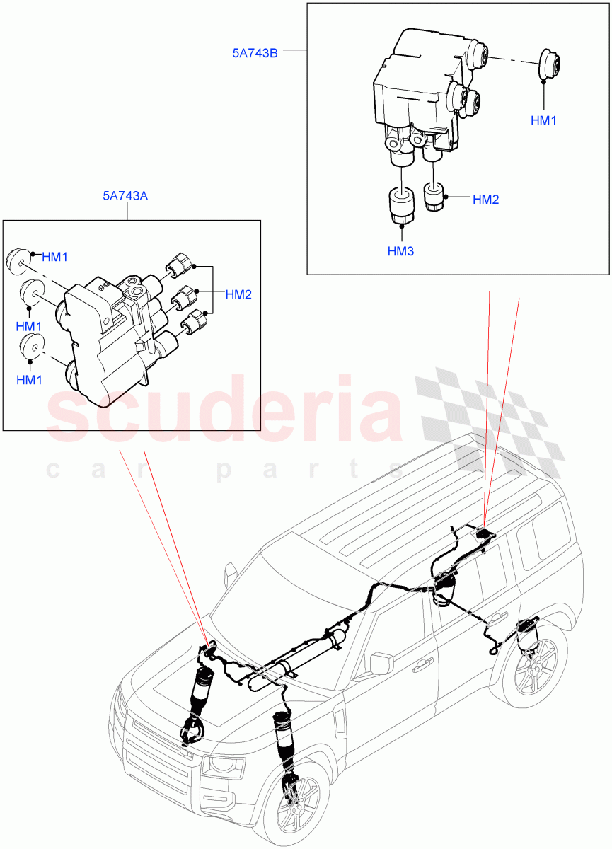 Air Suspension Compressor And Lines (Valve Assembly) (With Four Corner Air Suspension) of Land Rover Land Rover Defender (2020+) [3.0 I6 Turbo Petrol AJ20P6]