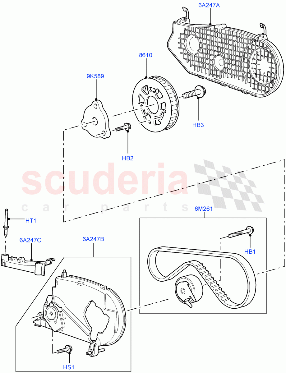 Pulleys And Drive Belts(Nitra Plant Build, Rear)(3.0 V6 Diesel)((V)FROMK2000001) of Land Rover Land Rover Discovery 5 (2017+) [3.0 Diesel 24V DOHC TC]