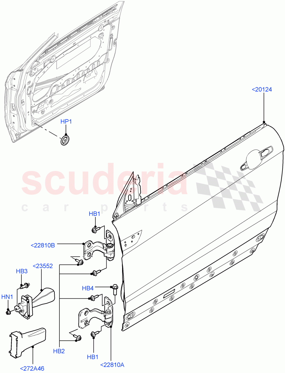 Front Doors, Hinges & Weatherstrips (2 Door Convertible, Halewood (UK)) of Land Rover Land Rover Range Rover Evoque (2012-2018) [2.0 Turbo Petrol GTDI]
