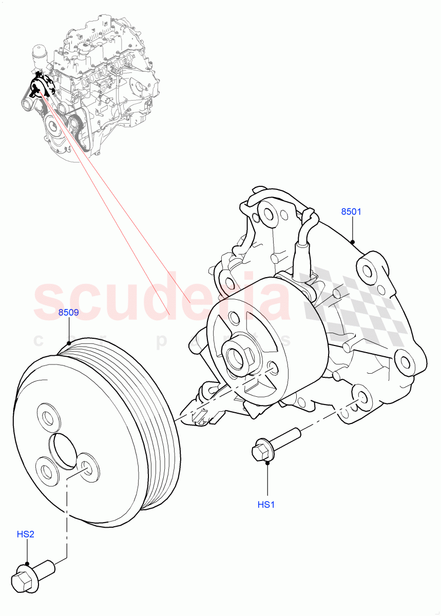 Water Pump(Solihull Plant Build)(2.0L I4 DSL HIGH DOHC AJ200,2.0L I4 DSL MID DOHC AJ200)((V)FROMHA000001) of Land Rover Land Rover Range Rover Sport (2014+) [2.0 Turbo Diesel]