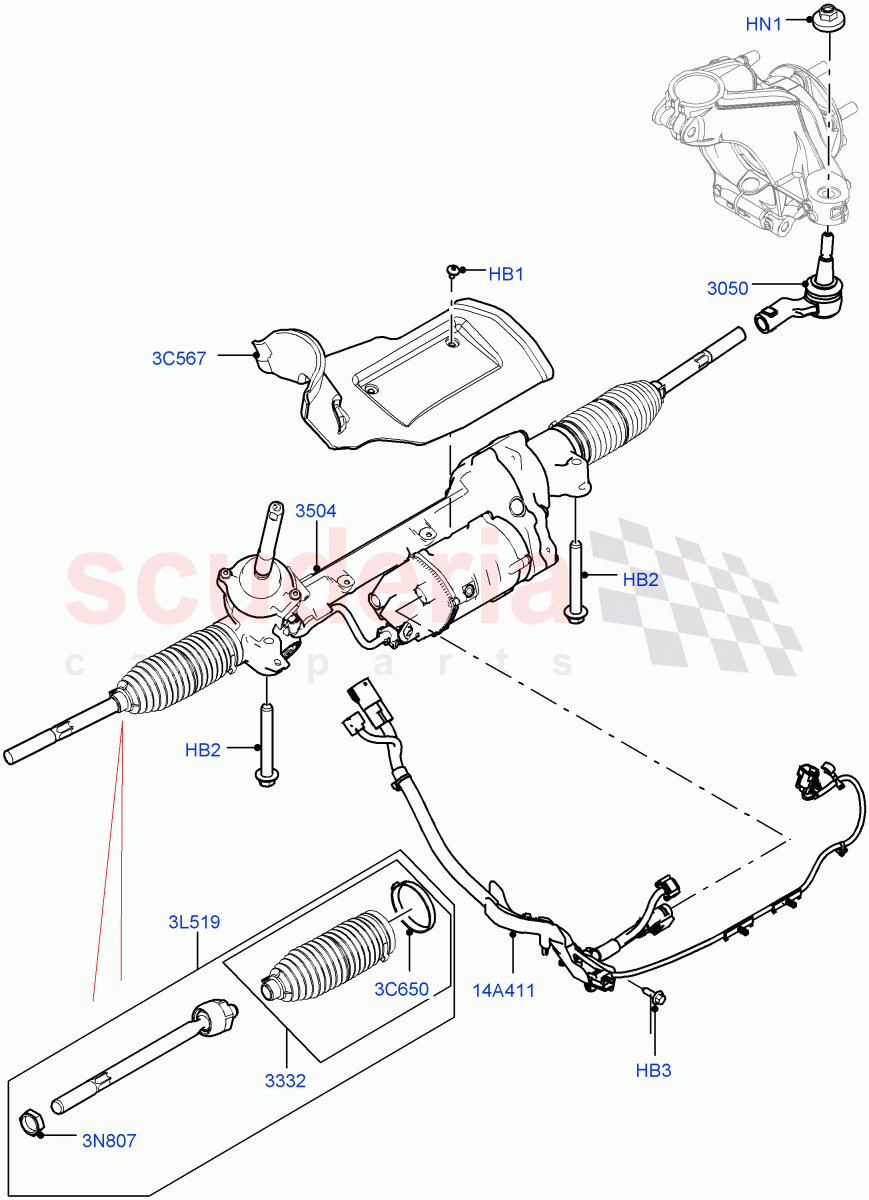 Steering Gear(Changsu (China))((V)FROMFG000001,(V)TOKG446856) of Land Rover Land Rover Discovery Sport (2015+) [1.5 I3 Turbo Petrol AJ20P3]