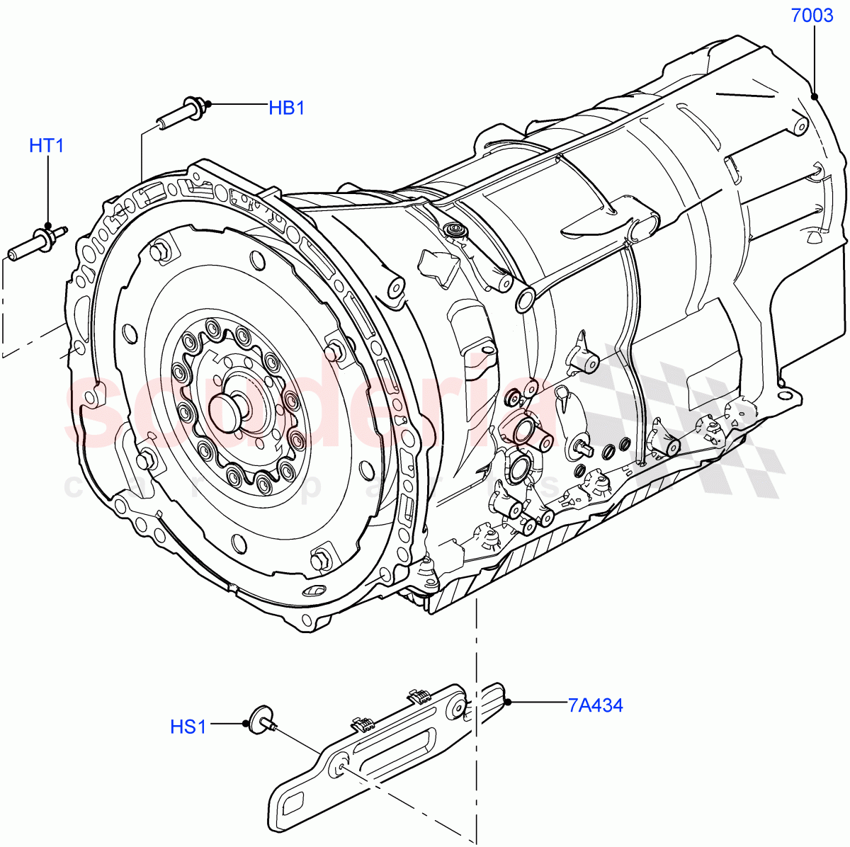 Auto Trans Assy & Speedometer Drive (Solihull Plant Build) (3.0L DOHC GDI SC V6 PETROL, 8 Speed Auto Trans ZF 8HP45) ((V) FROMEA000001) of Land Rover Land Rover Discovery 5 (2017+) [3.0 Diesel 24V DOHC TC]