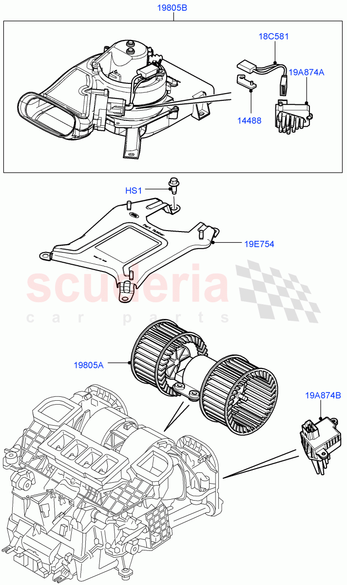 Heater/Air Con Blower And Compnts((V)FROMAA000001) of Land Rover Land Rover Range Rover (2010-2012) [5.0 OHC SGDI NA V8 Petrol]