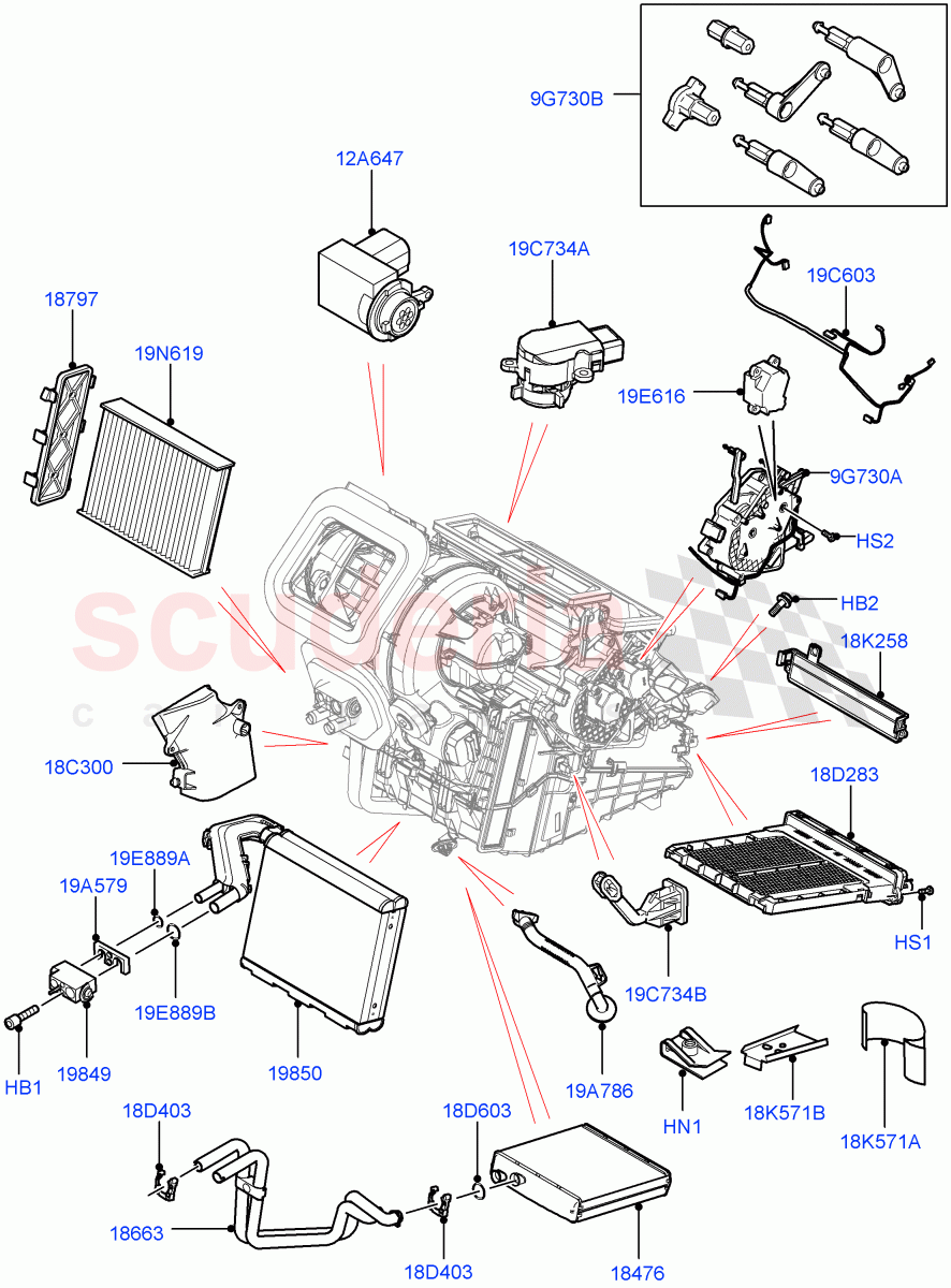 Heater/Air Cond.Internal Components (Main Unit) (Halewood (UK)) ((V) TOKH999999) of Land Rover Land Rover Discovery Sport (2015+) [2.2 Single Turbo Diesel]