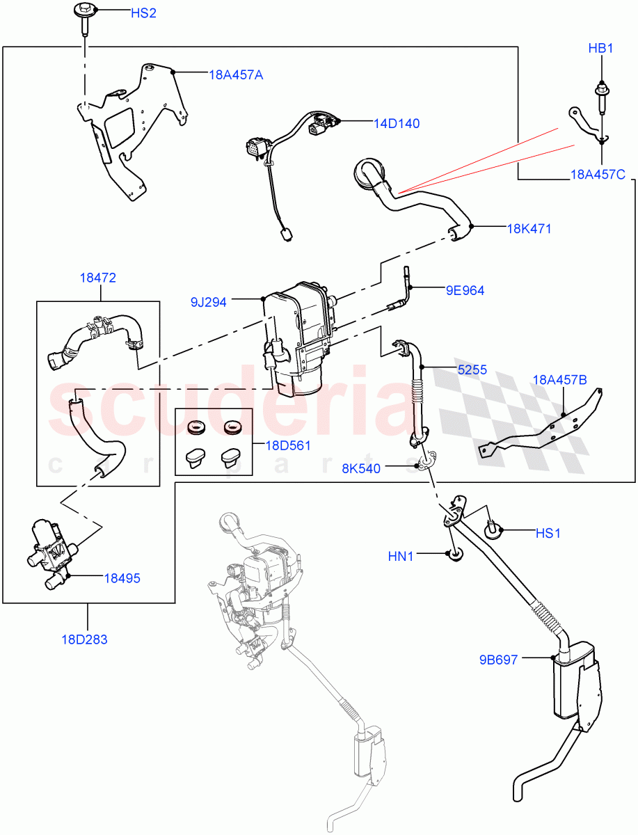Auxiliary Fuel Fired Pre-Heater (Heater Components) (2.0L AJ200P Hi PHEV, With Fuel Fired Heater, Fuel Heater W/Pk Heat With Remote, Fuel Fired Heater With Park Heat) ((V) FROMJA000001) of Land Rover Land Rover Range Rover (2012-2021) [2.0 Turbo Petrol GTDI]