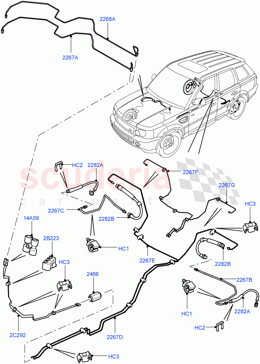 Rear Brake Pipes ((V) TO9A999999) of Land Rover Land Rover Range Rover Sport (2005-2009) [4.4 AJ Petrol V8]