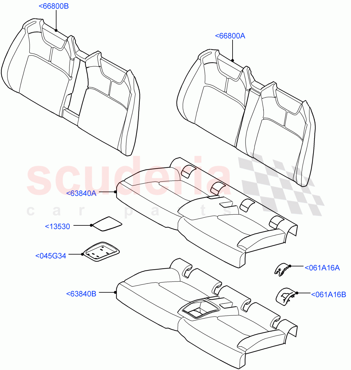 Rear Seat Pads/Valances & Heating (Halewood (UK), With 2 Rear Small Individual Seats) ((V) FROMGH125984) of Land Rover Land Rover Range Rover Evoque (2012-2018) [2.0 Turbo Diesel]