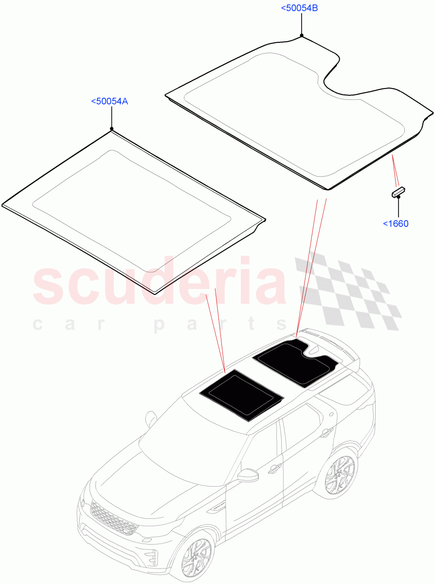 Sliding Roof Panel (Nitra Plant Build) (Roof Conv-Power Open Front/Rear Pan) ((V) FROMK2000001) of Land Rover Land Rover Discovery 5 (2017+) [2.0 Turbo Diesel]