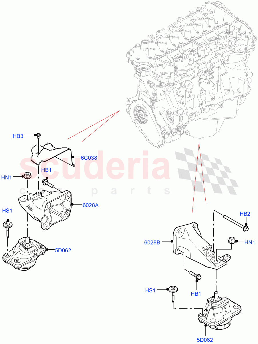 Engine Mounting (3.0L AJ20P6 Petrol High) ((V) FROMKA000001) of Land Rover Land Rover Range Rover Sport (2014+) [4.4 DOHC Diesel V8 DITC]