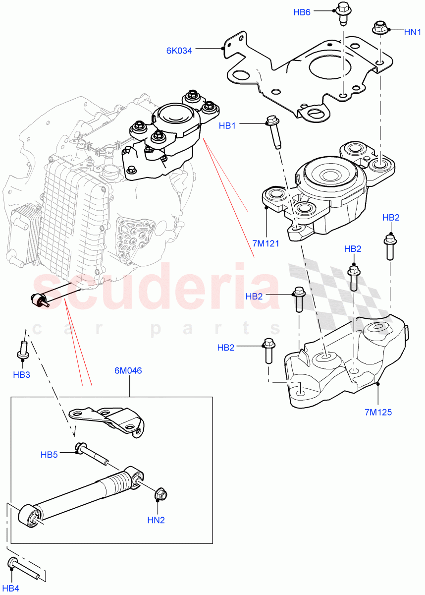 Transmission Mounting(2.0L I4 High DOHC AJ200 Petrol,Halewood (UK),2.0L I4 Mid DOHC AJ200 Petrol)((V)FROMJH000001) of Land Rover Land Rover Range Rover Evoque (2012-2018) [2.2 Single Turbo Diesel]