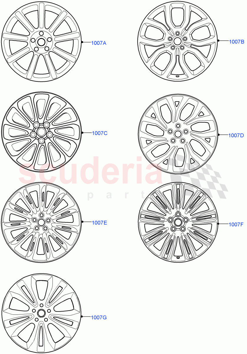 Wheels (Version - Core, Less Version Package, Limited Package) of Land Rover Land Rover Range Rover (2012-2021) [3.0 I6 Turbo Diesel AJ20D6]
