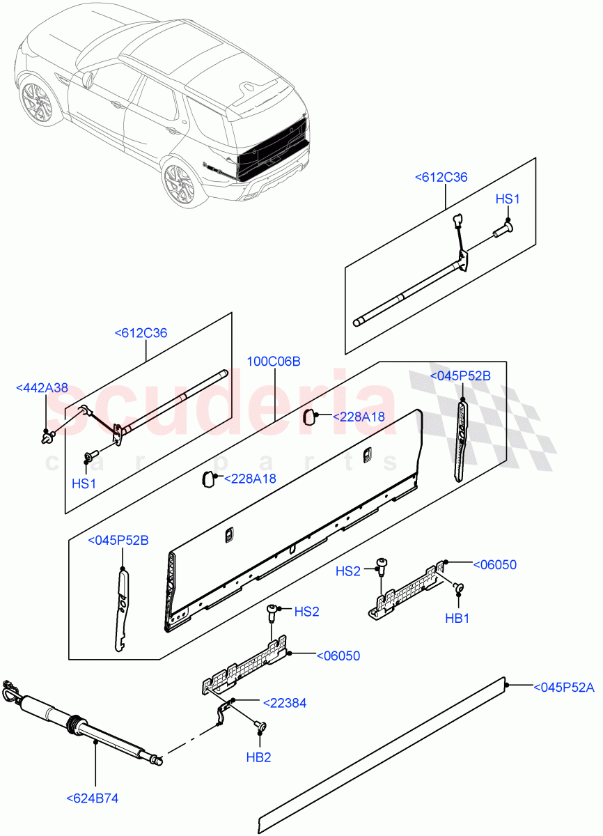 Load Compartment Trim (Power Deployable, Floor, Solihull Plant Build) (Inner Tailgate - Powered) ((V) FROMHA000001) of Land Rover Land Rover Discovery 5 (2017+) [2.0 Turbo Petrol AJ200P]