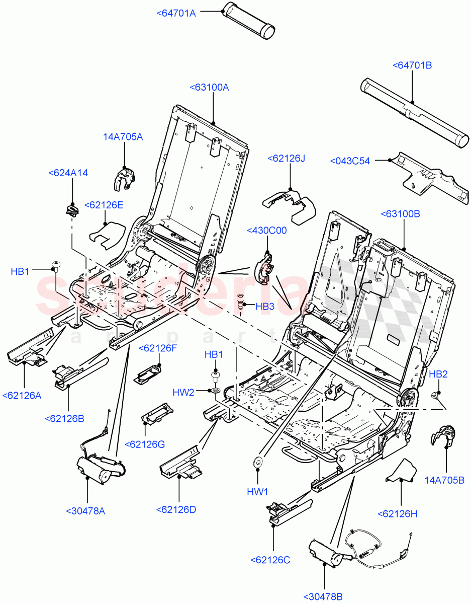 Rear Seat Base (Changsu (China), With 60/40 Manual Fold Thru Rr Seat) of Land Rover Land Rover Discovery Sport (2015+) [1.5 I3 Turbo Petrol AJ20P3]