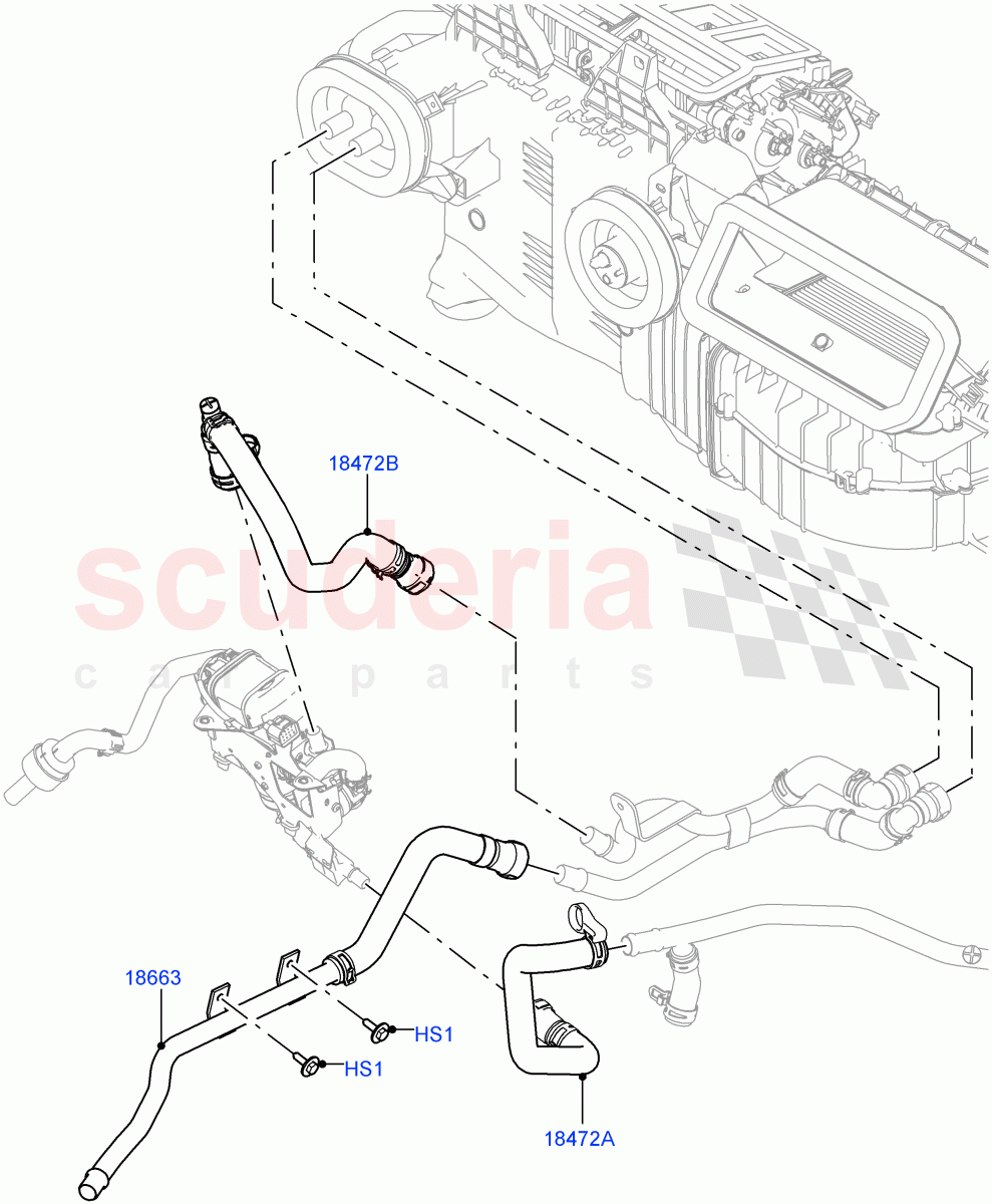 Heater Hoses (Solihull Plant Build) (3.0 V6 D Gen2 Mono Turbo, With Fuel Fired Heater, Less Park Heating, 3.0 V6 D Low MT ROW) ((V) FROMJA000001, (V) TOJA999999) of Land Rover Land Rover Discovery 5 (2017+) [3.0 I6 Turbo Petrol AJ20P6]