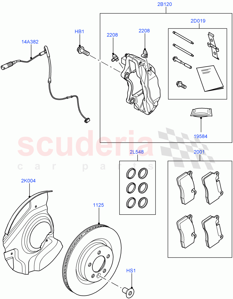 Front Brake Discs And Calipers (5.0L OHC SGDI SC V8 Petrol - AJ133) ((V) FROMAA000001) of Land Rover Land Rover Range Rover Sport (2010-2013) [5.0 OHC SGDI SC V8 Petrol]