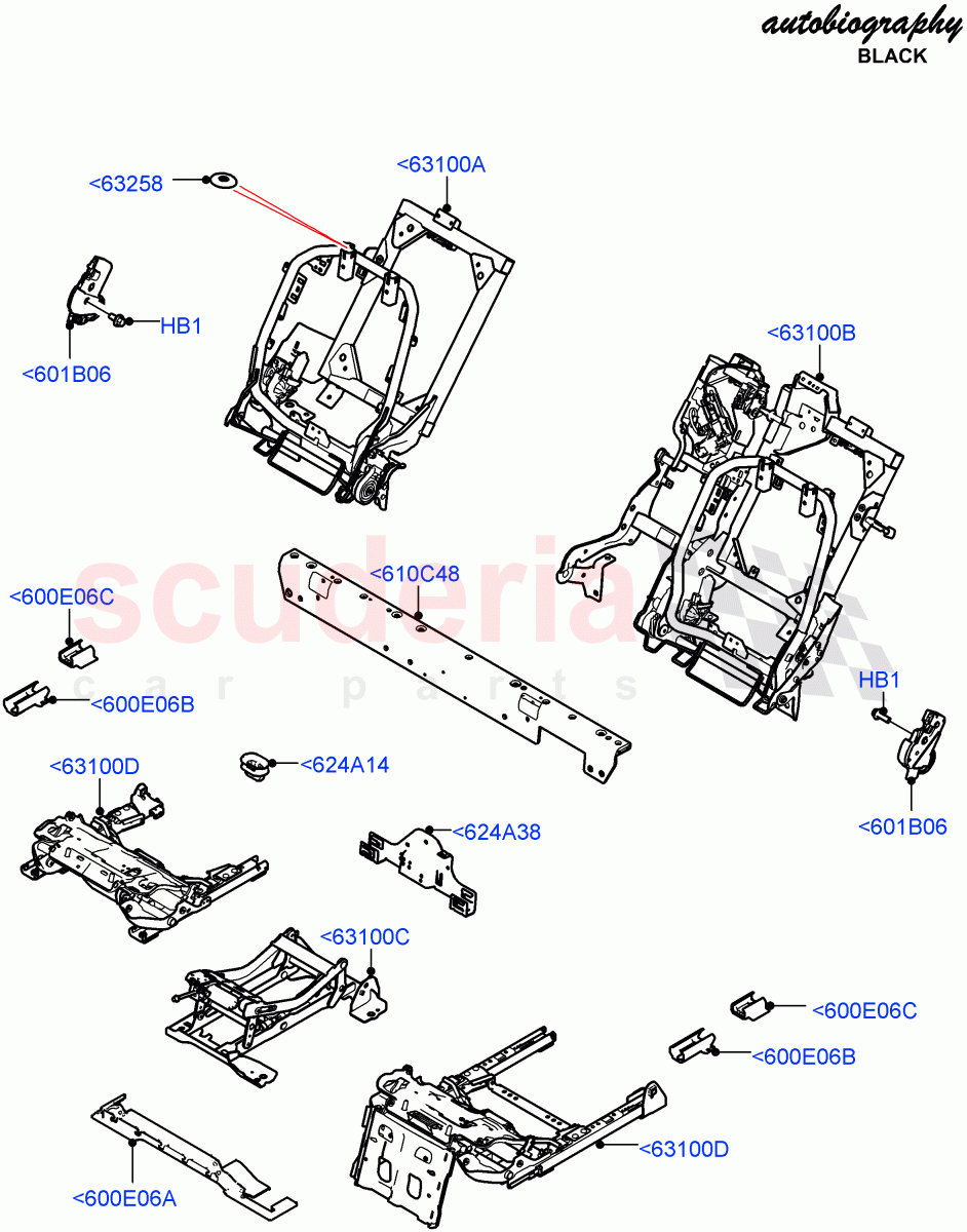 Rear Seat Base (2S AL Leather Diamond, 40/20/40 Super Slouch Rear Seat) ((V) FROMJA000001) of Land Rover Land Rover Range Rover (2012-2021) [3.0 I6 Turbo Petrol AJ20P6]