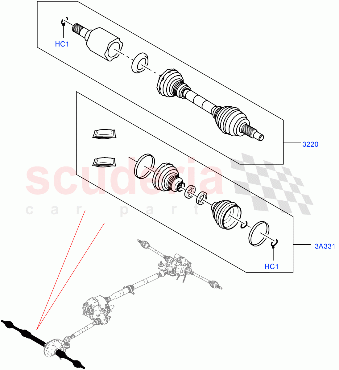 Drive Shaft - Front Axle Drive (Driveshaft) (Drive Line Disconnect) of Land Rover Land Rover Range Rover (2022+) [4.4 V8 Turbo Petrol NC10]