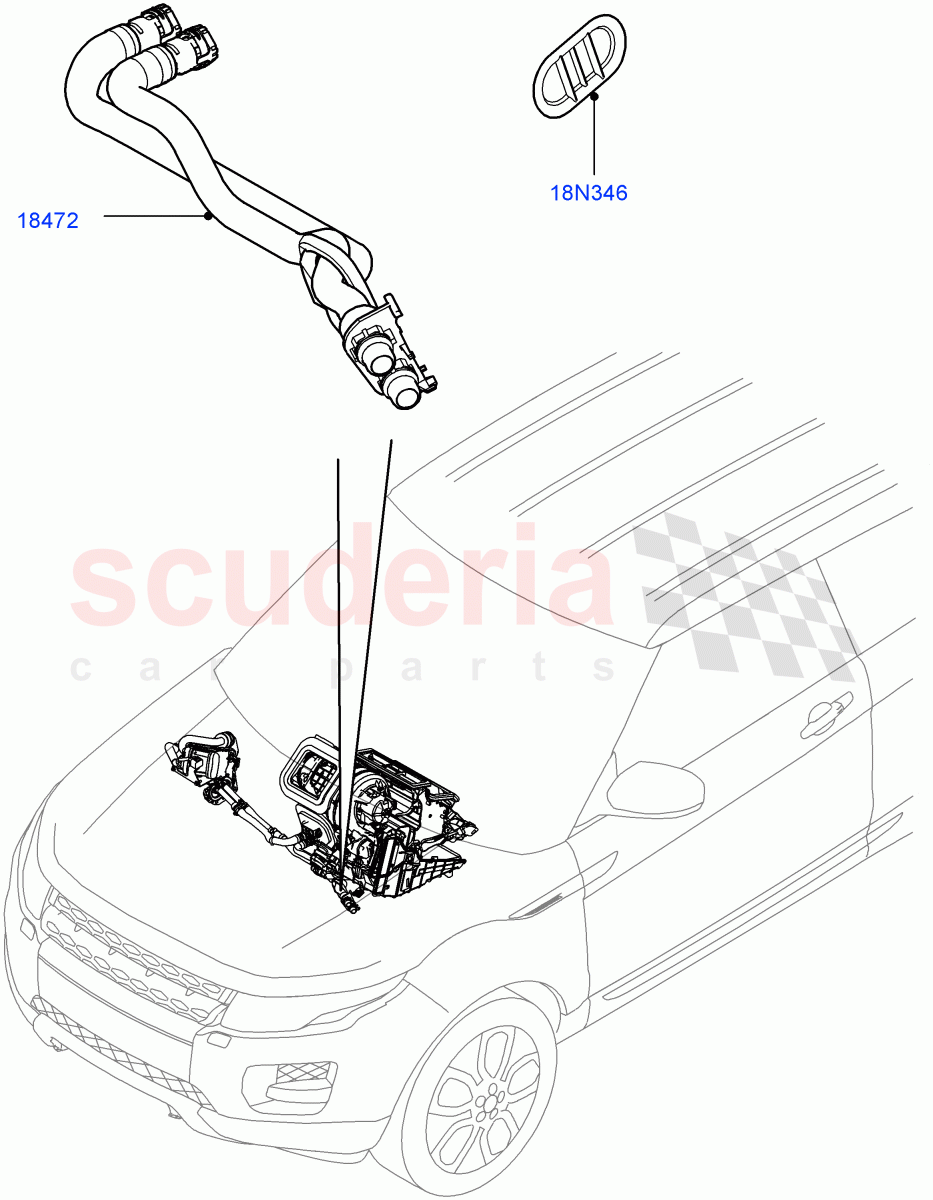 Heater Hoses(2.0L 16V TIVCT T/C 240PS Petrol,Itatiaia (Brazil),2.0L I4 DSL MID DOHC AJ200,2.0L I4 DSL HIGH DOHC AJ200)((V)FROMGT000001) of Land Rover Land Rover Range Rover Evoque (2012-2018) [2.2 Single Turbo Diesel]