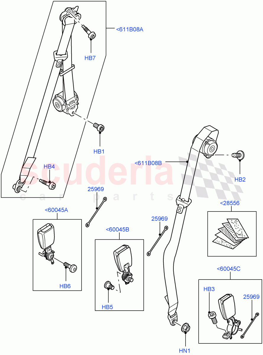 Rear Seat Belts(With 65/35 Split Fold Rear Seat)((V)FROMAA000001) of Land Rover Land Rover Discovery 4 (2010-2016) [2.7 Diesel V6]