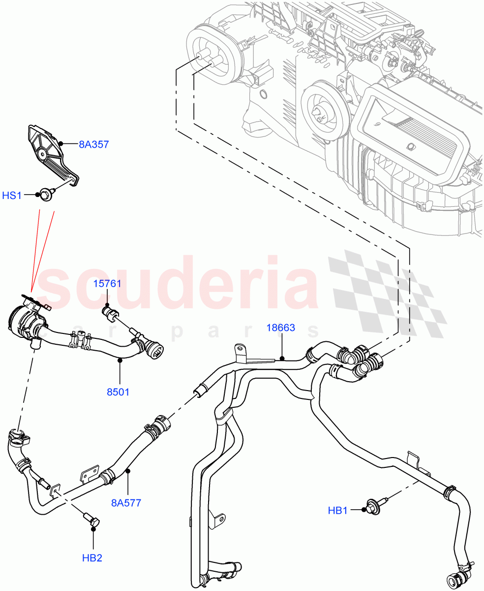 Heater Hoses(Front)(3.0L AJ20D6 Diesel High,Less Heater,Premium Air Conditioning-Front/Rear,With Ptc Heater)((V)FROMLA000001) of Land Rover Land Rover Range Rover Sport (2014+) [2.0 Turbo Diesel]