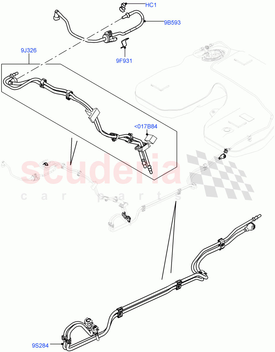 Fuel Lines(Front)(5.0L OHC SGDI SC V8 Petrol - AJ133,(-)"CDN/USA",Less FFV-(Ethanol) Fuel,(-)"KOR")((V)FROMEA000001) of Land Rover Land Rover Range Rover (2012-2021) [5.0 OHC SGDI SC V8 Petrol]