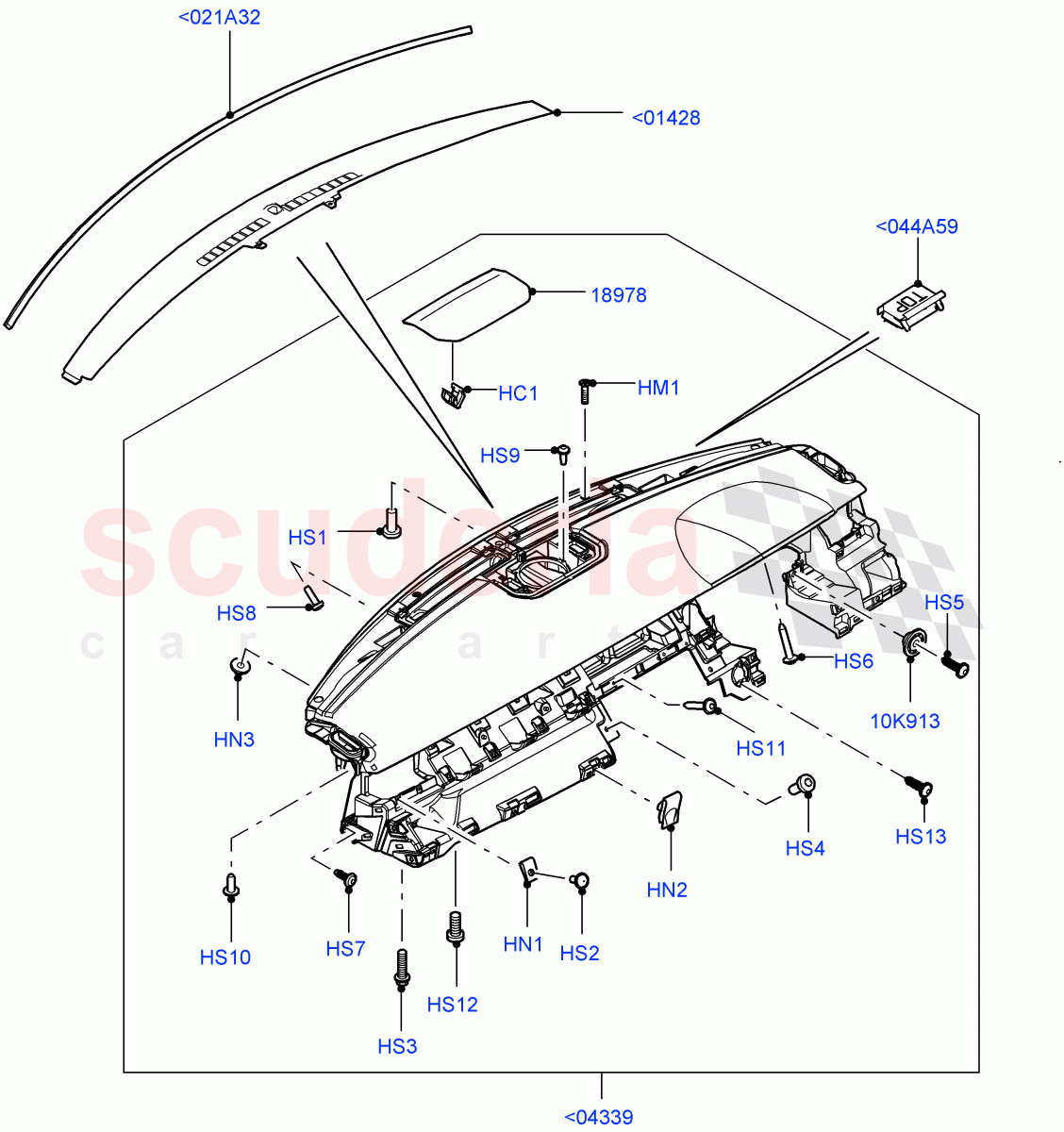Instrument Panel (Upper, External) (Itatiaia (Brazil), Less Head Up Display) ((V) FROMGT000001) of Land Rover Land Rover Range Rover Evoque (2012-2018) [2.0 Turbo Petrol GTDI]