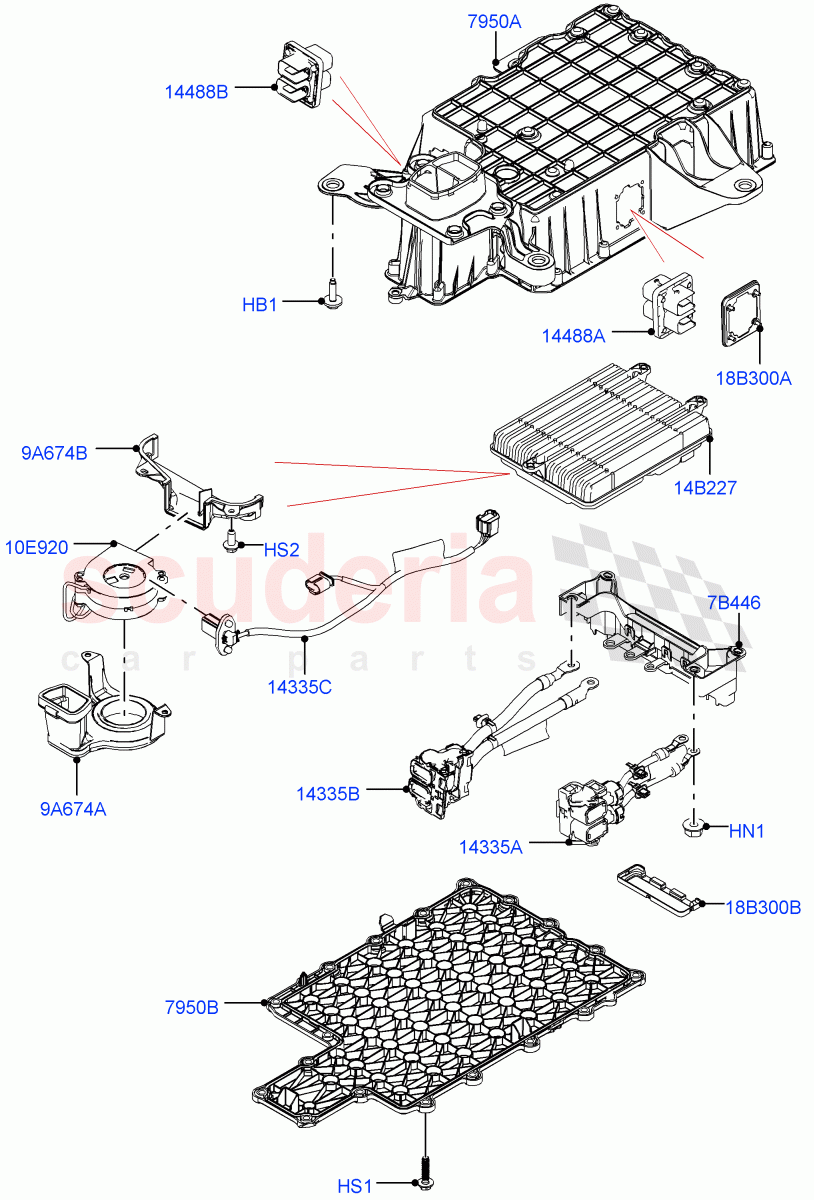 Hybrid Electrical Modules(Nitra Plant Build, MHEV Converter, Cooling Duct And Fans)(Electric Engine Battery-MHEV)((V)FROMM2000001) of Land Rover Land Rover Discovery 5 (2017+) [3.0 Diesel 24V DOHC TC]