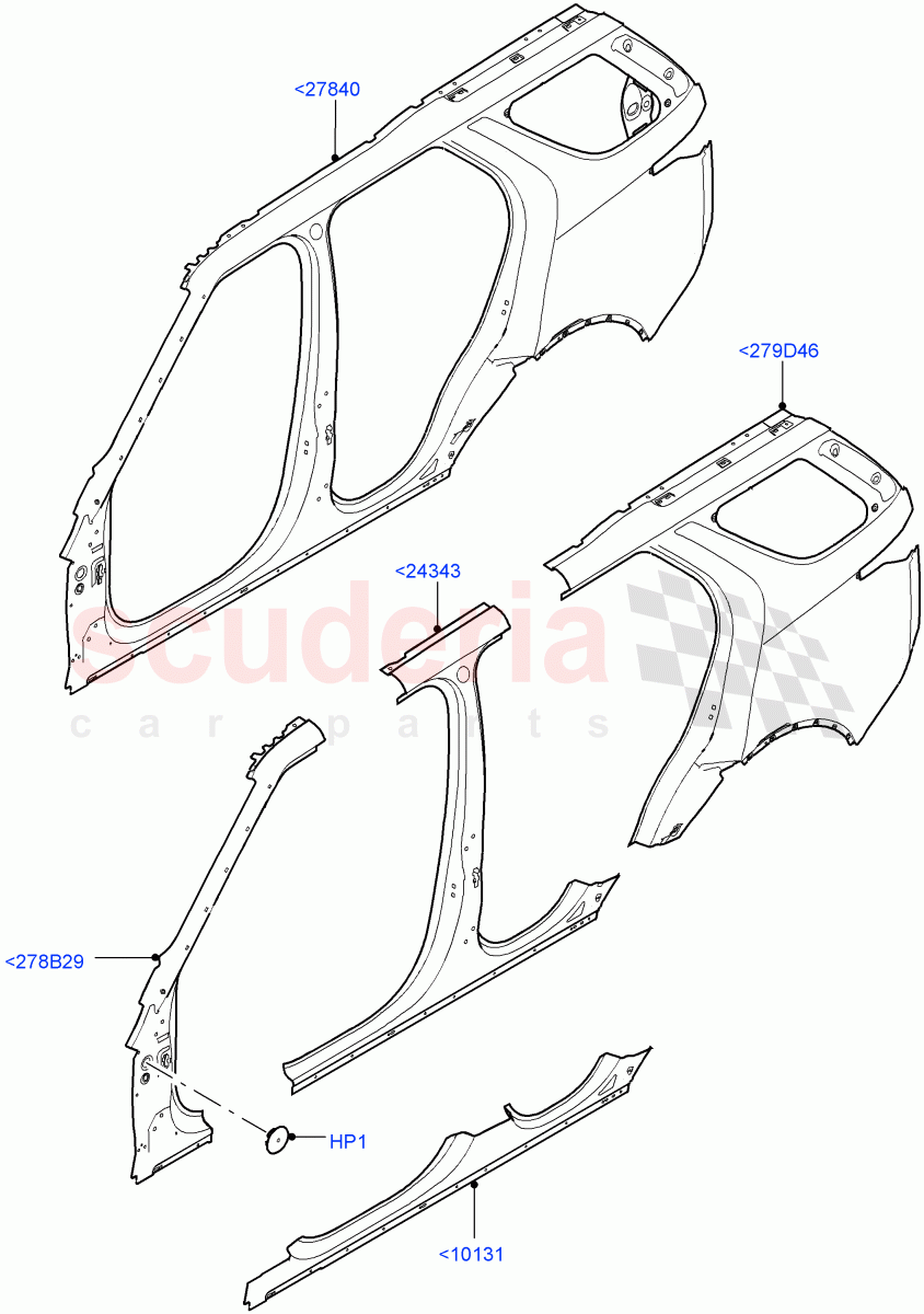 Side Panels - Outer(Nitra Plant Build)((V)FROMK2000001) of Land Rover Land Rover Discovery 5 (2017+) [3.0 Diesel 24V DOHC TC]