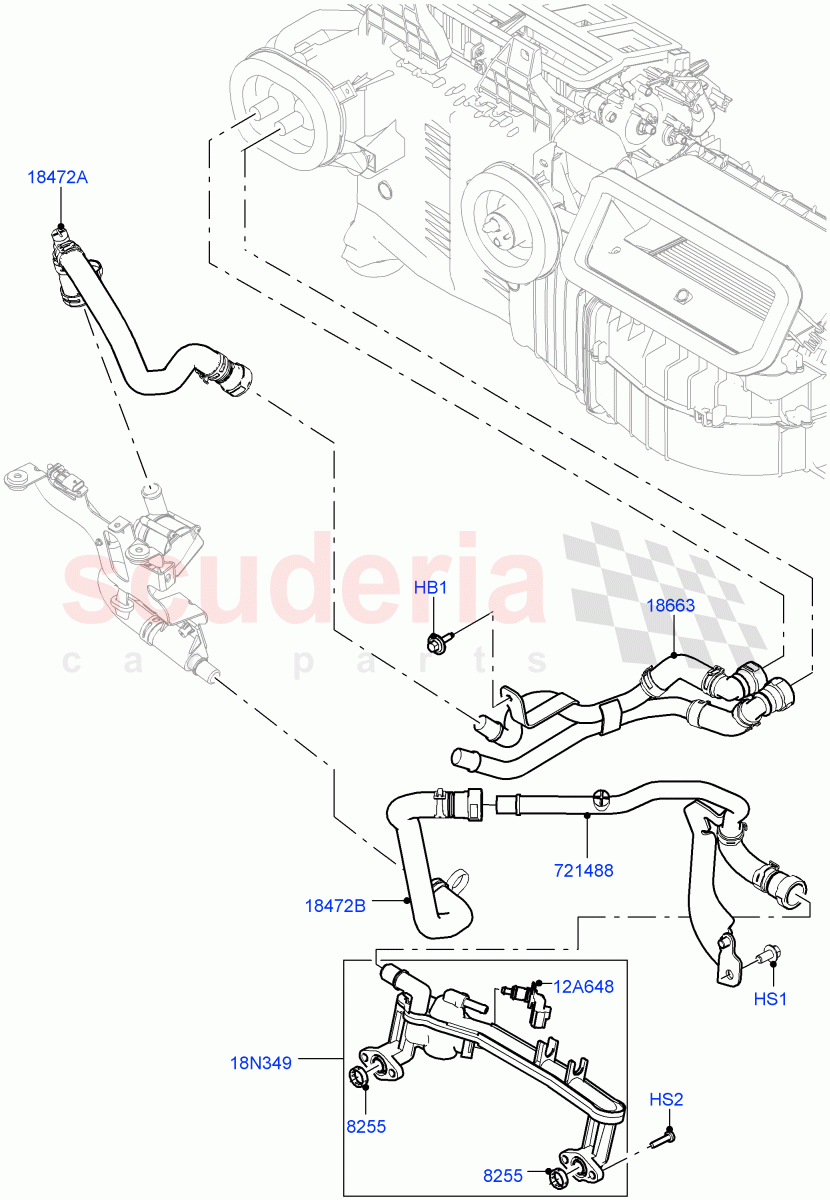 Heater Hoses(5.0L P AJ133 DOHC CDA S/C Enhanced,Electric Auxiliary Coolant Pump,5.0 Petrol AJ133 DOHC CDA)((V)FROMJA000001) of Land Rover Land Rover Range Rover Sport (2014+) [2.0 Turbo Diesel]