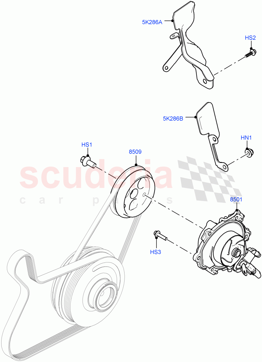 Water Pump(2.0L AJ20P4 Petrol Mid PTA,Changsu (China)) of Land Rover Land Rover Range Rover Evoque (2019+) [2.0 Turbo Petrol AJ200P]